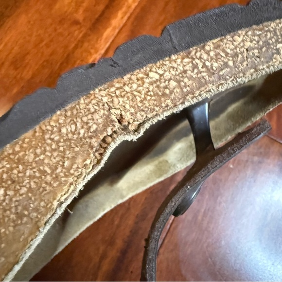 Tan and Black Thong Sandals with Contoured Footbed - Picture 9 of 16